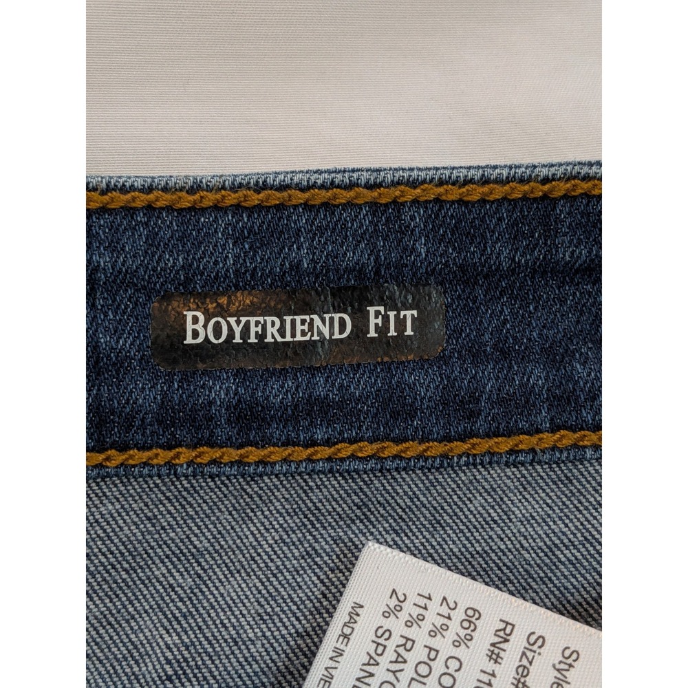 Judy Blue Distressed Boyfriend Fit Jeans Medium Wash Button Fly Size 7/28 - Picture 11 of 14